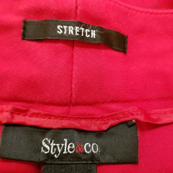 Style & Co Red Stretch Pants Flat Front Zip Front Pockets Tapered Leg Size 16 - Picture 5 of 7